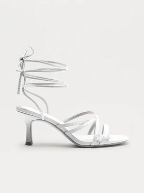 Soda White Strappy Lace-Up Heeled Sandal